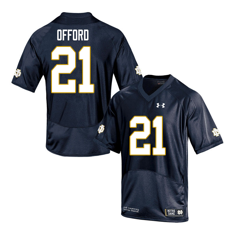 Men's NCAA Notre Dame Fighting Irish #21 Caleb Offord Stitched College Under Armour Authentic Navy Football Jersey SQ10K21ES